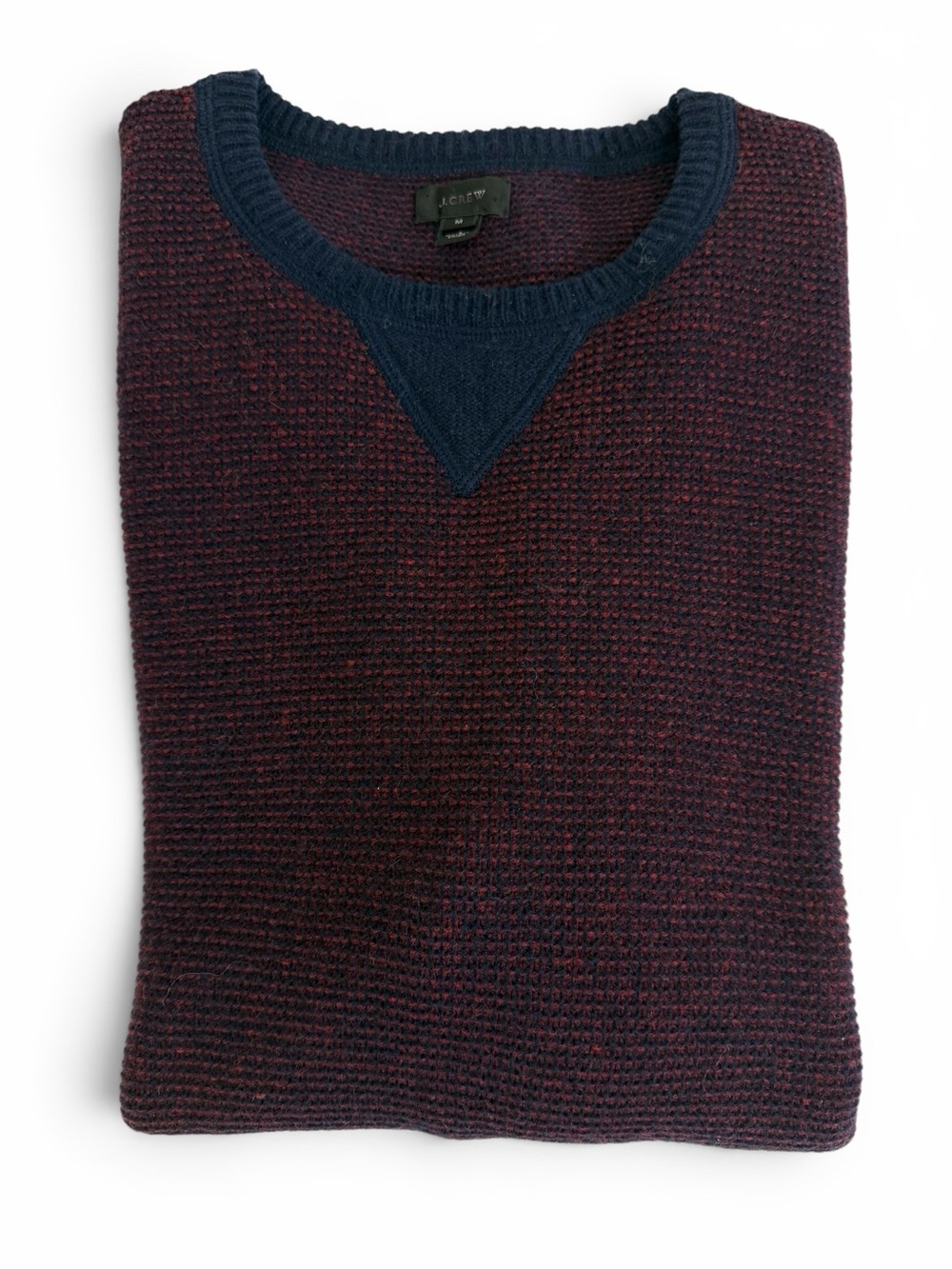 *Rare* J. Crew Sample Merino Waffle Knit Burgundy & Navy Crewneck Sweater Medium - Picture 7 of 7